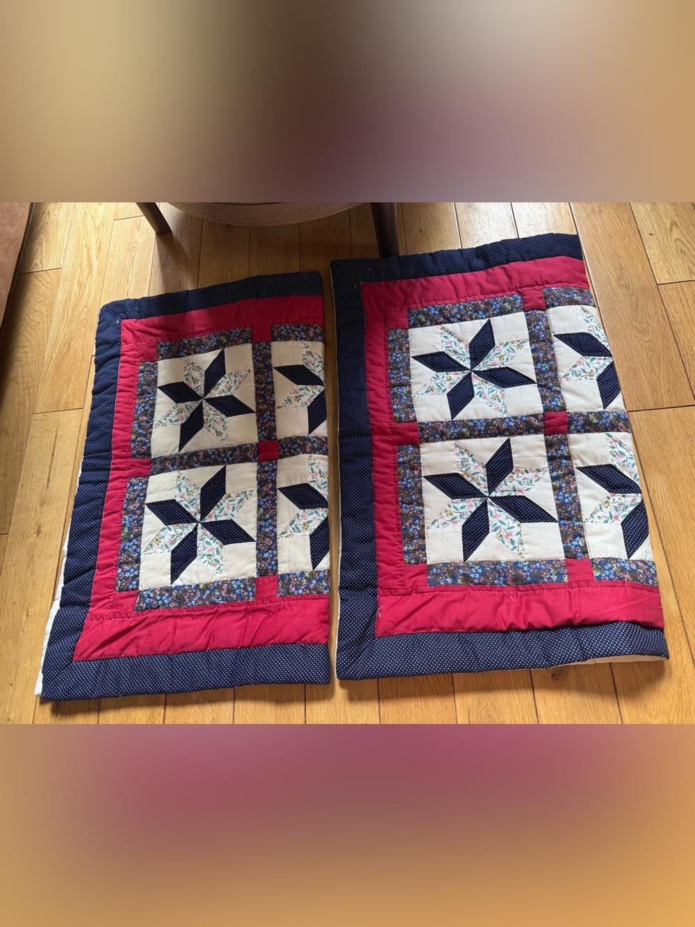 2 Quilted Vintage Pillow Cases - Perfect Condition Handmade Grandma Core